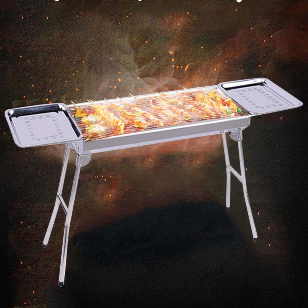 SOGA 2X Skewers Grill with Side Tray Portable Stainless Steel Charcoal BBQ Outdoor 6-8 Persons - Image 1